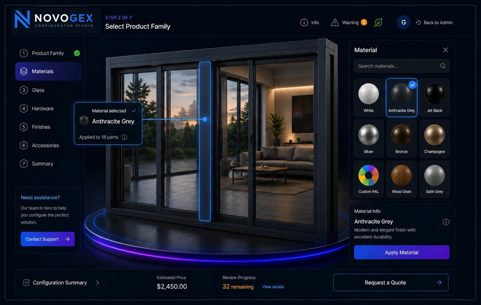 NOVOGEX interactive 3D configurator preview